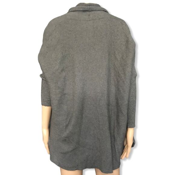 Zara Knit Gray Ribbed Open Front Batwing Cardigan Sweater M - Picture 5 of 10